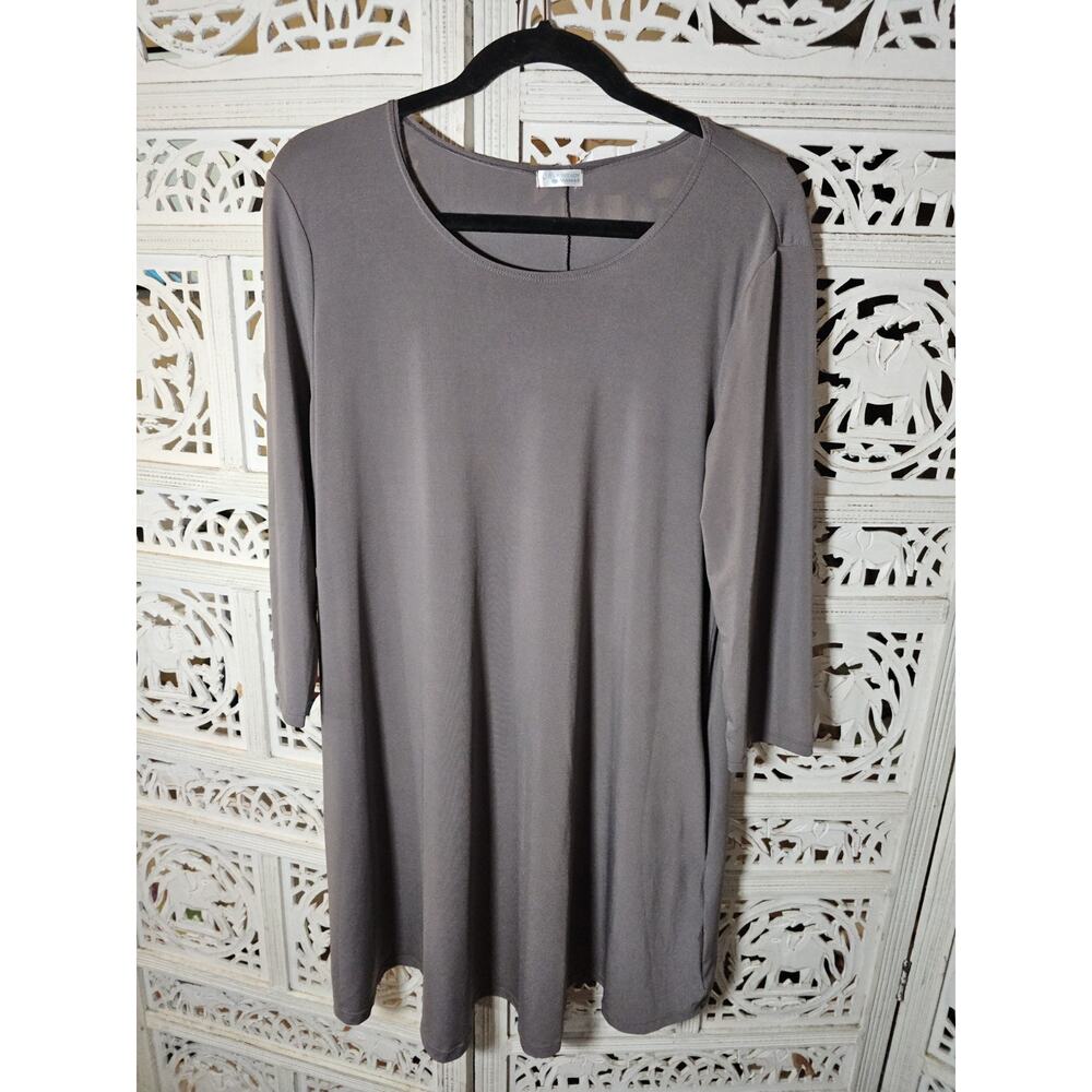 Mountain Mamas Maternity Dress USA made Grey 3/4 Sleeve L/XL Comfy Roomy Pockets